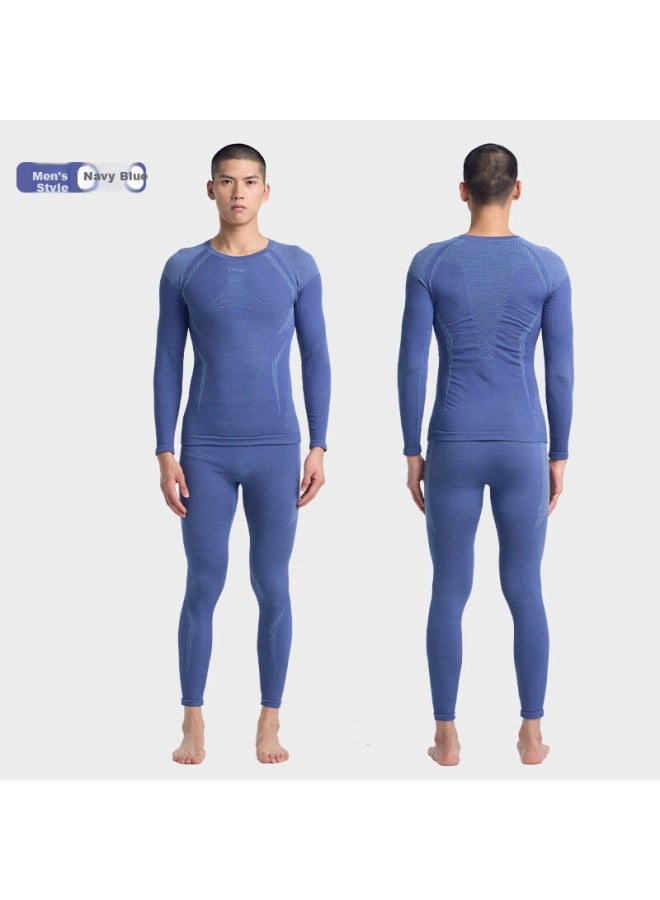 UTO Uto Men's Merino Wool Sweater Warm Quick-drying Outdoor Hiking Skiing Tight-fit Top Navy Blue/black Xxl  - Image 1