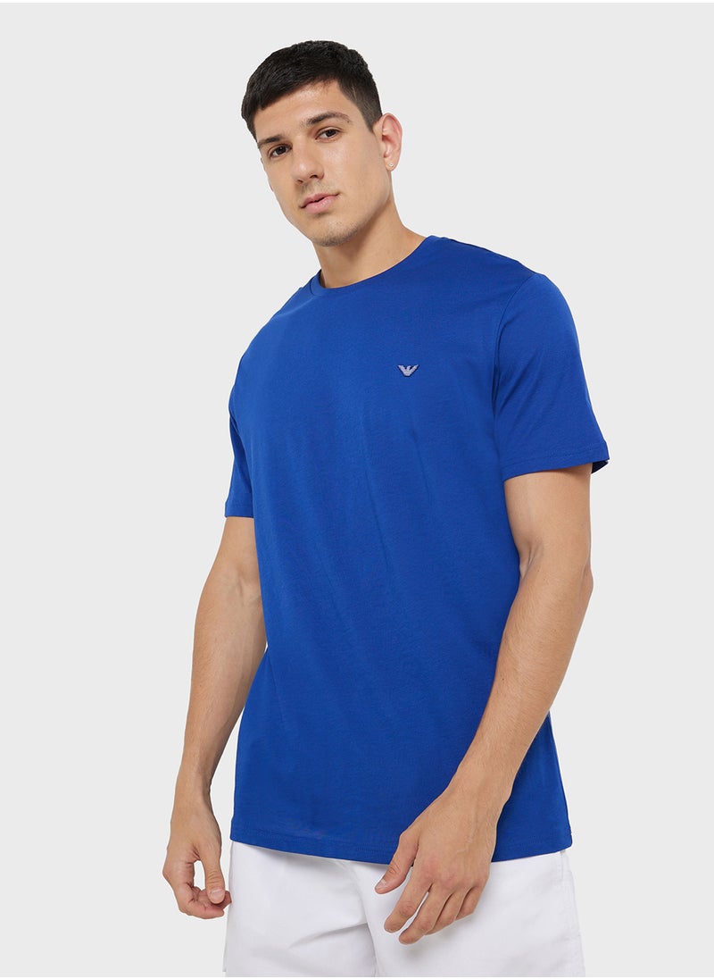 EMPORIO ARMANI Beachwear Logo Crew Neck T-Shirt  - Image 1