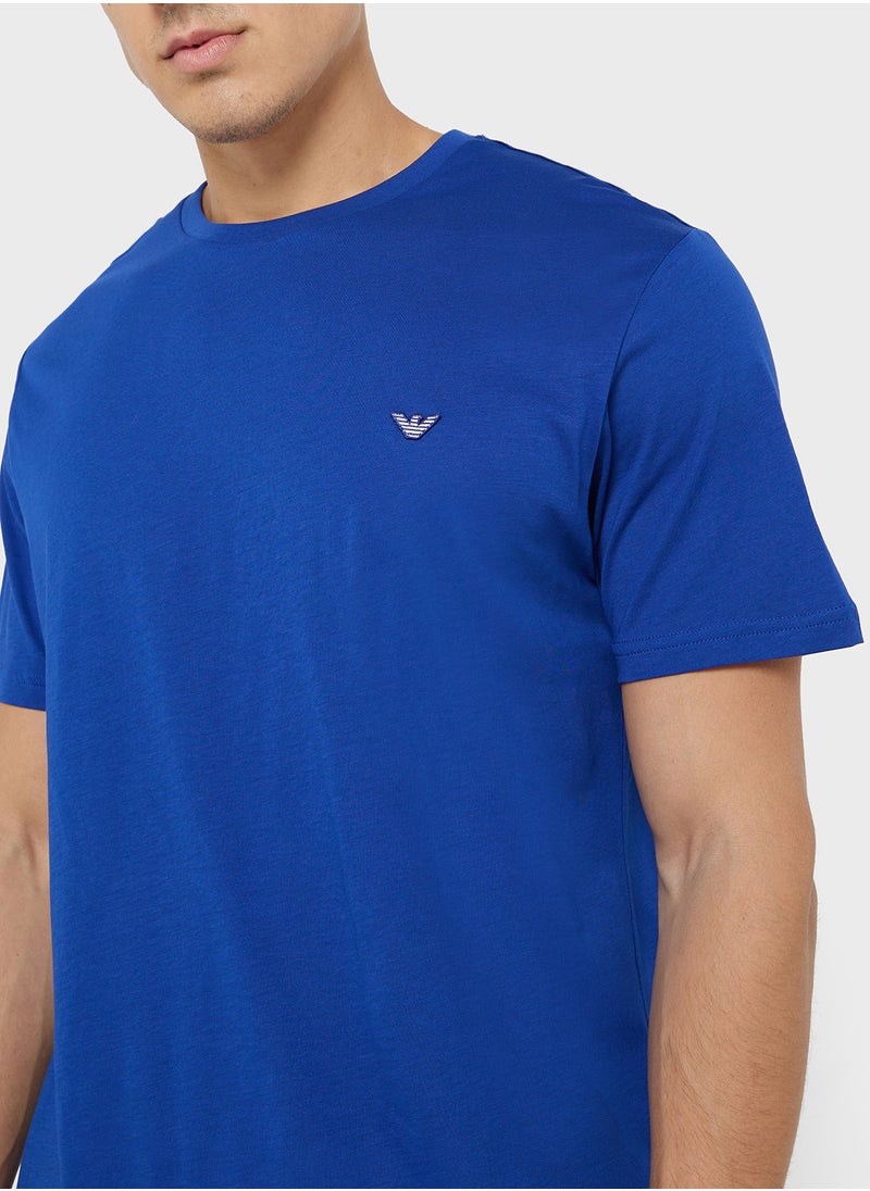 EMPORIO ARMANI Beachwear Logo Crew Neck T-Shirt  - Image 3