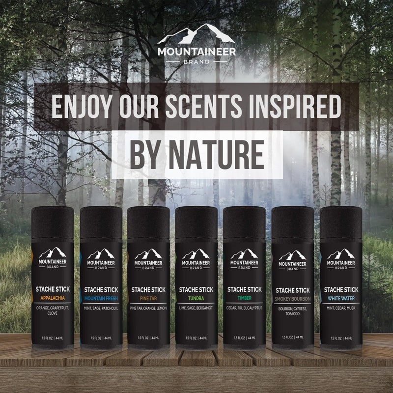 Mountaineer Brand Stache Stick | Made with Natural Ingredients in West Virginia | Firm & Long Lasting Hold | Mustache Wax | Moustache Shape & Styling | Beard Wax for Men | 1.5oz (Timber) - Image 4