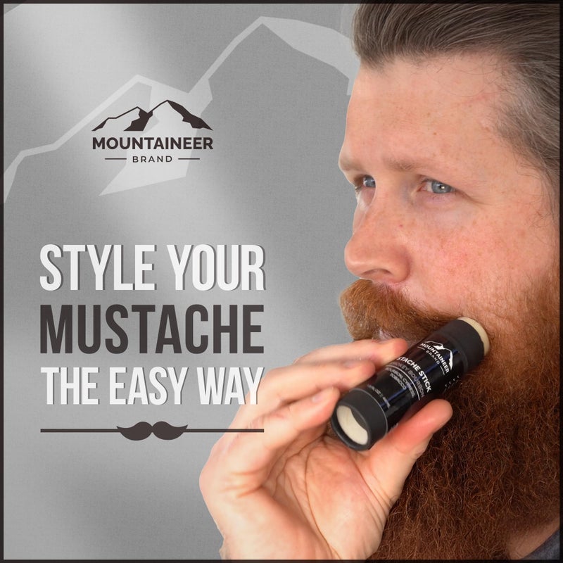 Mountaineer Brand Stache Stick | Made with Natural Ingredients in West Virginia | Firm & Long Lasting Hold | Mustache Wax | Moustache Shape & Styling | Beard Wax for Men | 1.5oz (Timber) - Image 2