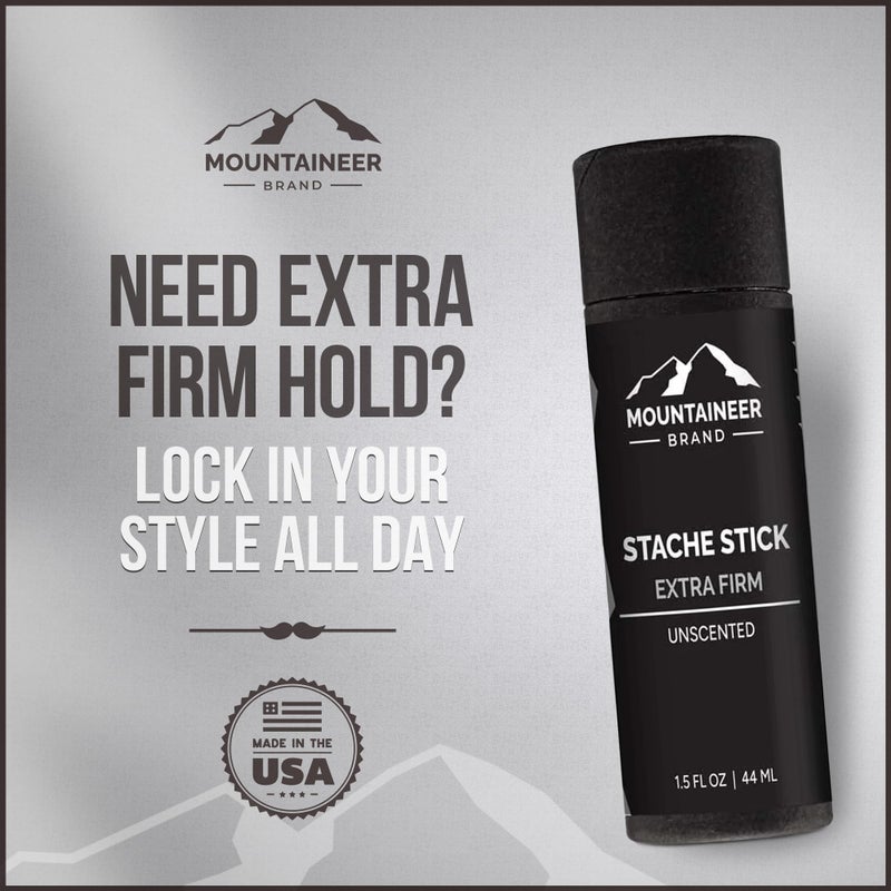 Mountaineer Brand Stache Stick | Made with Natural Ingredients in West Virginia | Firm & Long Lasting Hold | Mustache Wax | Moustache Shape & Styling | Beard Wax for Men | 1.5oz (Timber) - Image 5