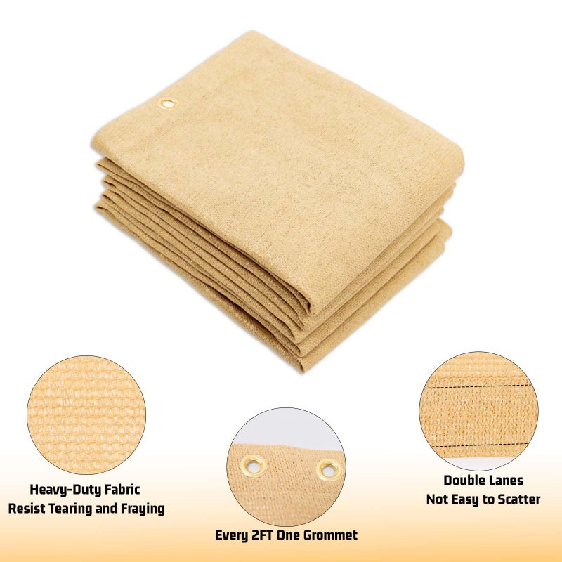SUNNY GUARD Shade Cloth 4/6/8/10/12 FT Sun Shade Screen Fabric Shade Cover Tarp with Grommets for Pergola Backyard Garden, Sand - Image 5