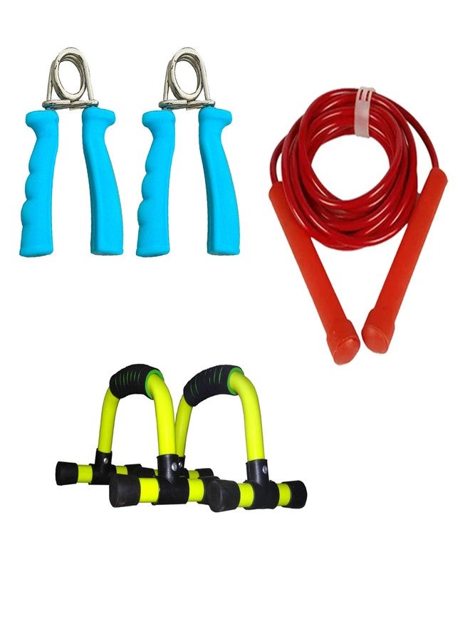 Roxan Combo of one Pair Plastic Hand Grip, one Skipping Rope and one Pair Push up bar. - Image 2