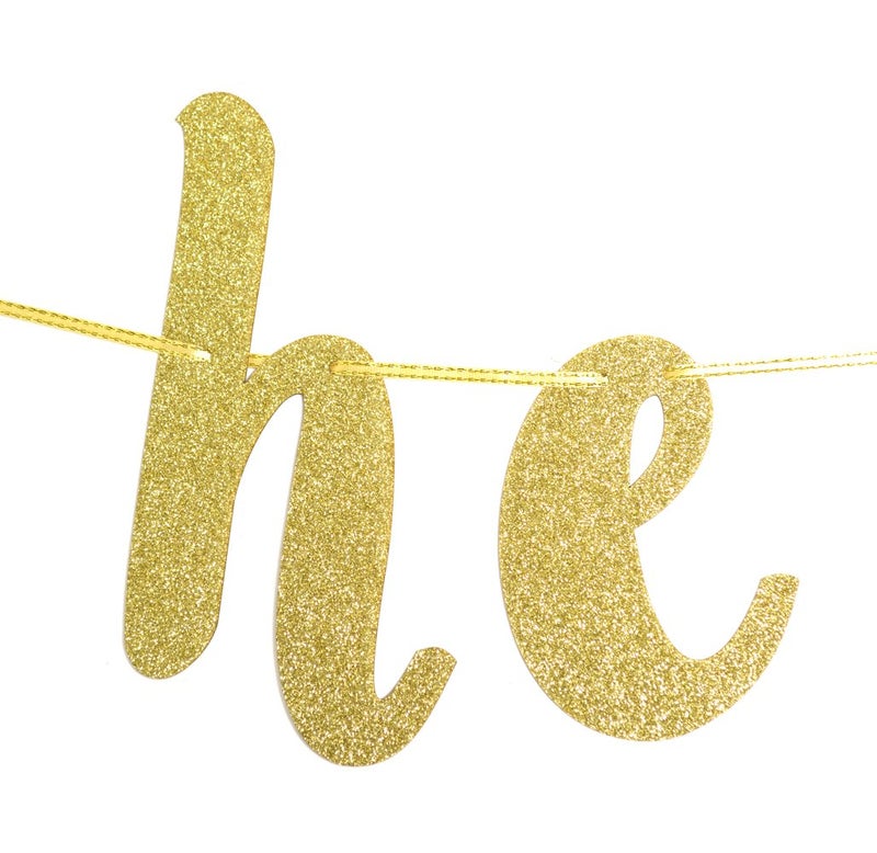 Festiko®He Asked She Said Yes Gold Glitter Banner - Bachelorette, Wedding, Engagement, Bridal Shower Party Decorations - Image 5