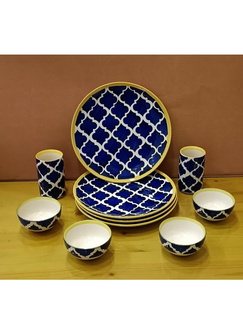 Caffeine Caffeine Ceramic Handmade Blue Umrao Combo Dinner Set (10 pcs.)  - Image 2