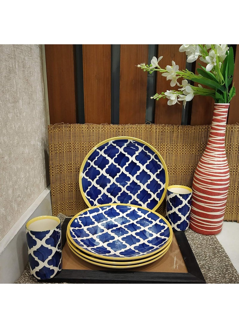 Caffeine Caffeine Ceramic Handmade Blue Umrao Combo Dinner Set (10 pcs.)  - Image 3