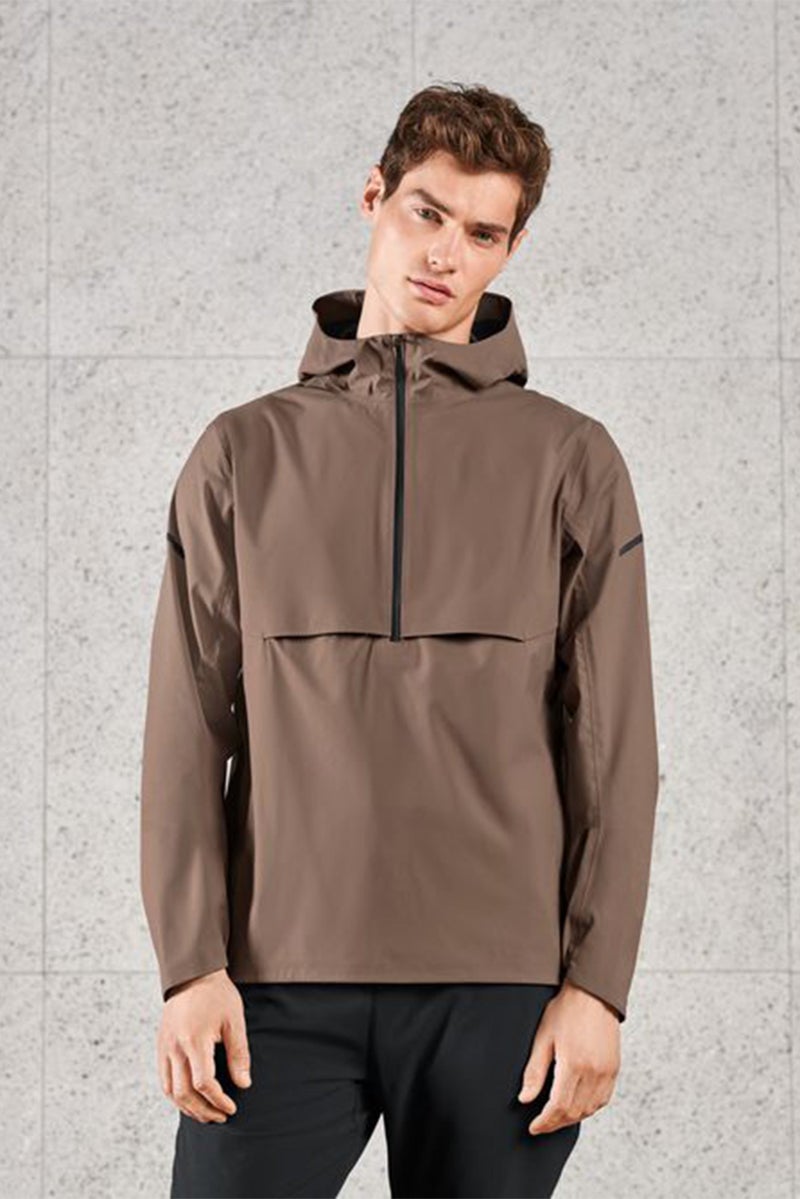 Tchibo Men Regular Fit Solid Running Rain Jacket, Brown  - Image 1