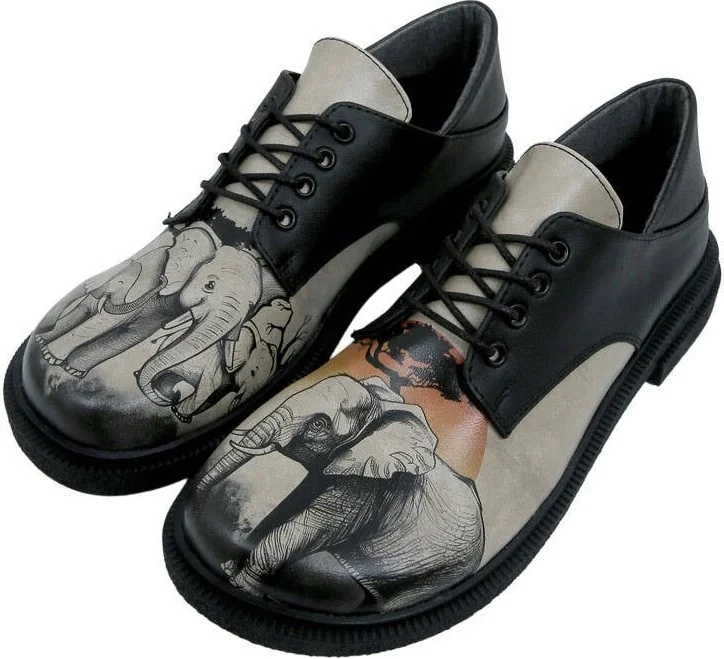 Dogo Women's Vegan Leather Black Casual Shoes - Sunset Animals Design