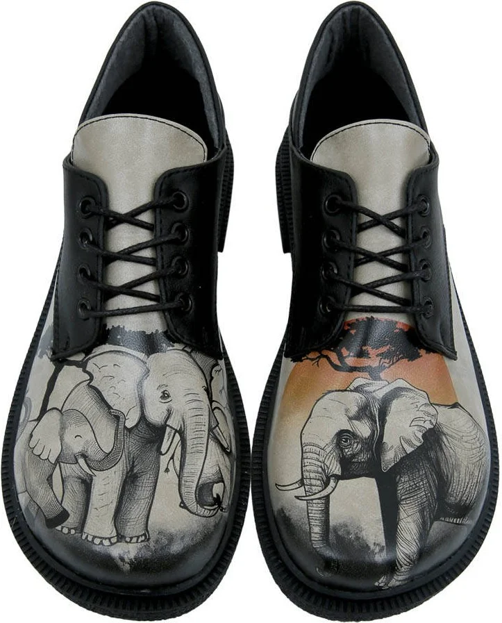 Dogo Women's Vegan Leather Black Casual Shoes - Sunset Animals Design