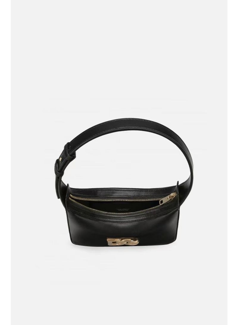 D&G Black Hobo Bag with Gold DG Logo - Sleek Leather, Minimalist Design & Versatile Style for Daily & Evening Wear - Image 4