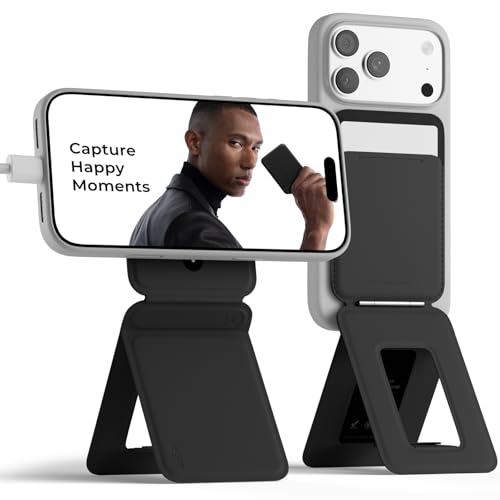 MOFT Phone Tripod Wallet for iPhone MulitAngles Lightweight Portable Phone Stand MOVAS Vegan Leather Magnetic Wallet Strong Magnets NFC Card HolderTravel Essential Jet Black With Card Slot - Image 1