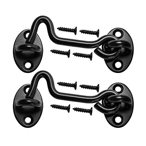 Klurent 4" Barn Door Latch Door Lock Hardware, Sliding Door Lock Eye Hook Latch with Screws, Rust-Resistant Metal Gate Latch(2 Pack) - Image 1