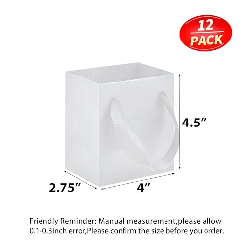 HUAPRINT 12 Pack Extra Small White Gift Bags4x275x45 inch Tiny Mini Paper Bags with Handles Bulk For Party FavorsPresentsBirthday WeddingsBaby ShowersBusinessShopping - Image 5