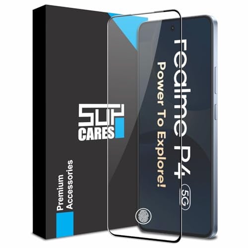 SupCares Tempered Glass for Realme P4 (6.77 Inch) With Installation Kit | Military-Grade Gorilla Screen Protector | Edge to Edge Coverage | Black - Image 1