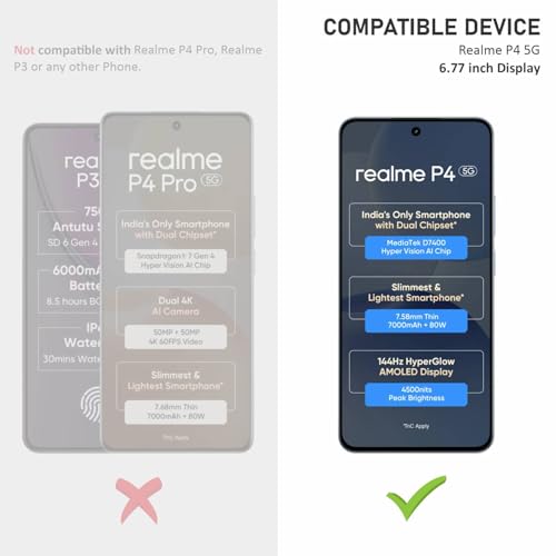 SupCares Tempered Glass for Realme P4 (6.77 Inch) With Installation Kit | Military-Grade Gorilla Screen Protector | Edge to Edge Coverage | Black - Image 2