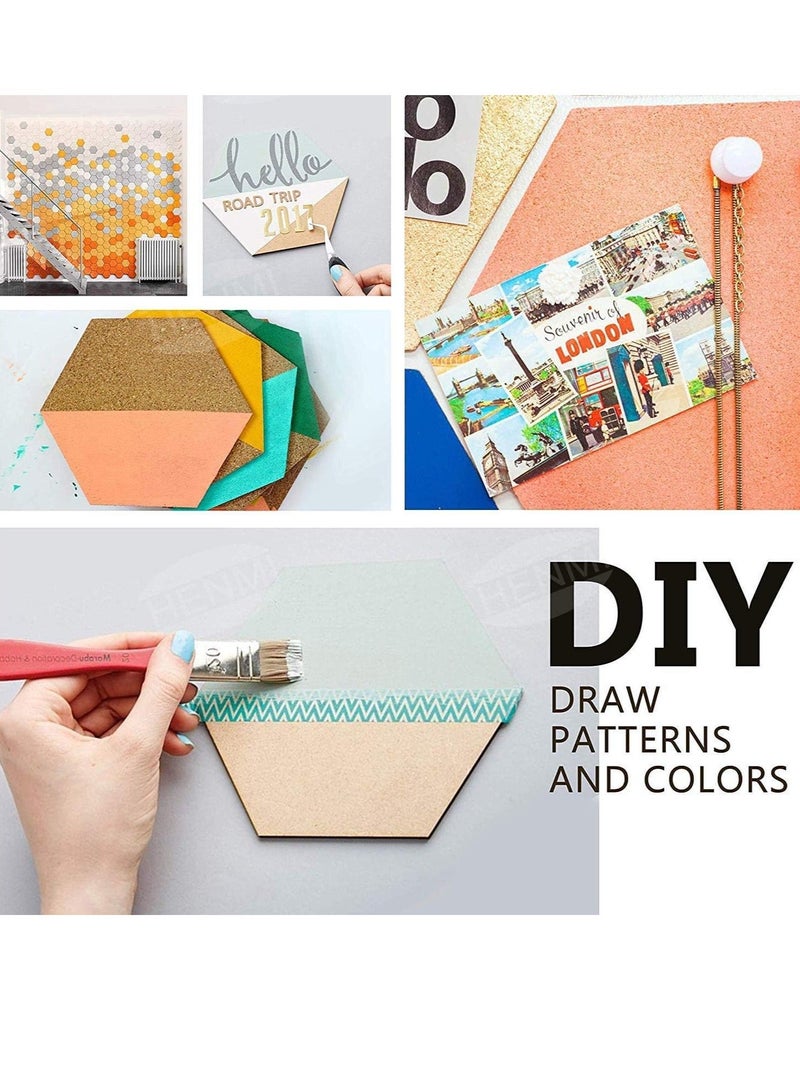 10Pcs Hexagon Cork Board Self-Adhesive DIY Notice Board Multifunctional Application Message Board with 50Pcs Colorful Pins for DIY Pictures Hanging Office Home Decoration - Image 5