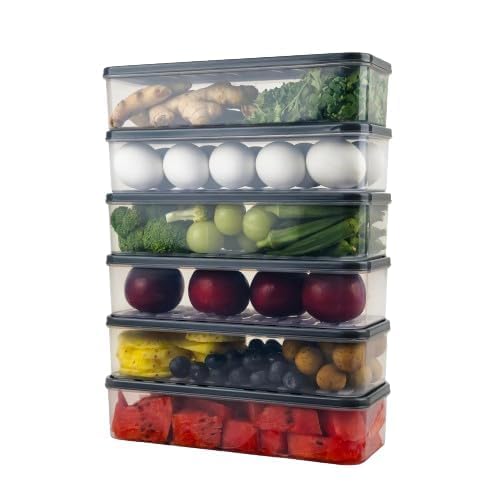 Rylan Fridge Storage Boxes Freezer Storage Containers, Container for Kitchen Storage Set, Storage in Kitchen, Vegetable Storage, Draining Crisper Refrigerator Food Box (1200 ML-8 pc)/ - Image 2