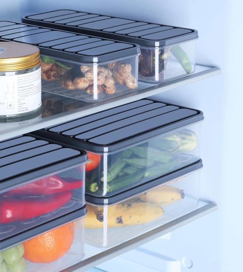 Rylan Fridge Storage Boxes Freezer Storage Containers, Container for Kitchen Storage Set, Storage in Kitchen, Vegetable Storage, Draining Crisper Refrigerator Food Box (1200 ML-8 pc)/ - Image 5