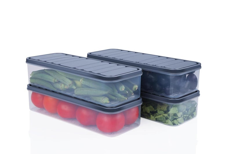 Rylan Fridge Storage Boxes Freezer Storage Containers, Container for Kitchen Storage Set, Storage in Kitchen, Vegetable Storage, Draining Crisper Refrigerator Food Box (1200 ML-8 pc)/ - Image 3