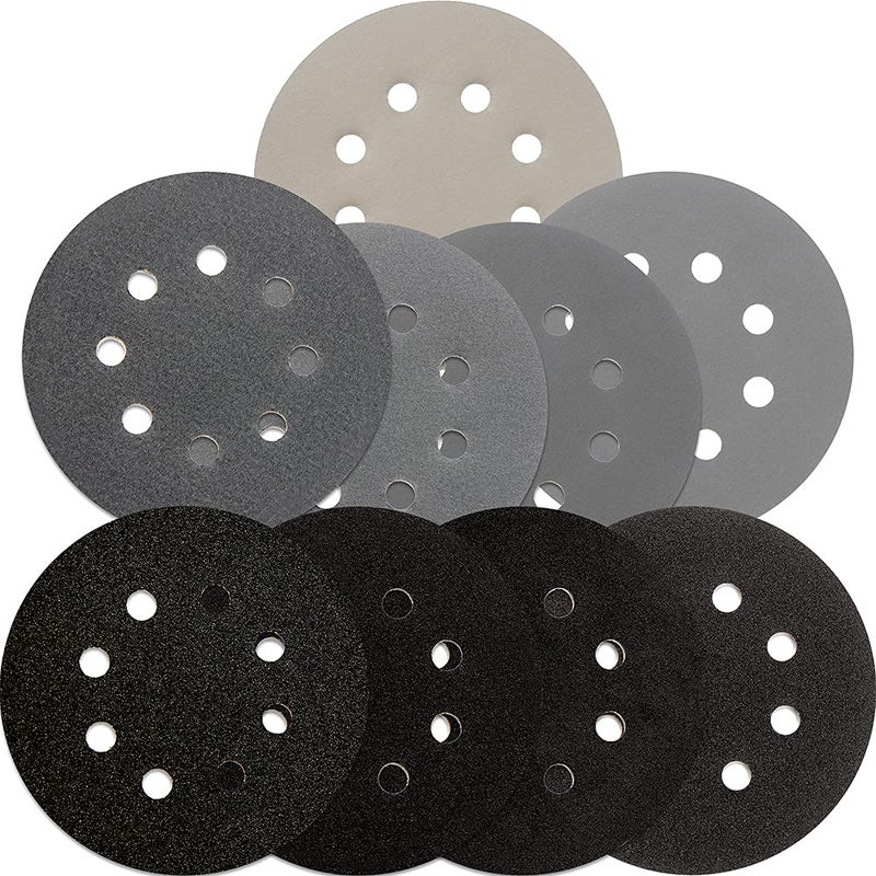 S&F STEAD & FAST 5 inch Wet Dry Sanding Discs Hook & Loop 54 pcs, 80 120 180 220 400 600 1000 2000 3000 Grit Silicon Carbide Orbital Sander Sandpaper Assortment with Tack Cloth, Automotive Wood Metal S&F STEAD & FAST - Image 1