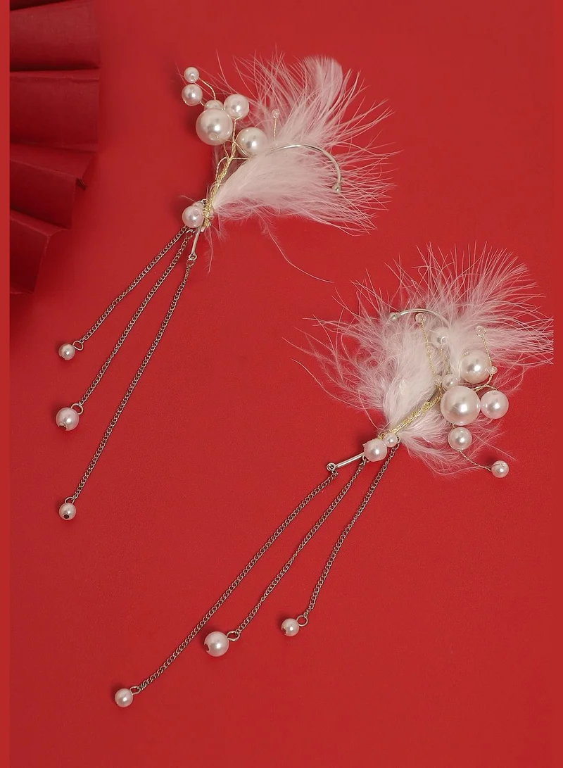 SOHI Silver Plated Pearls Western Wear Ear Cuff For Women