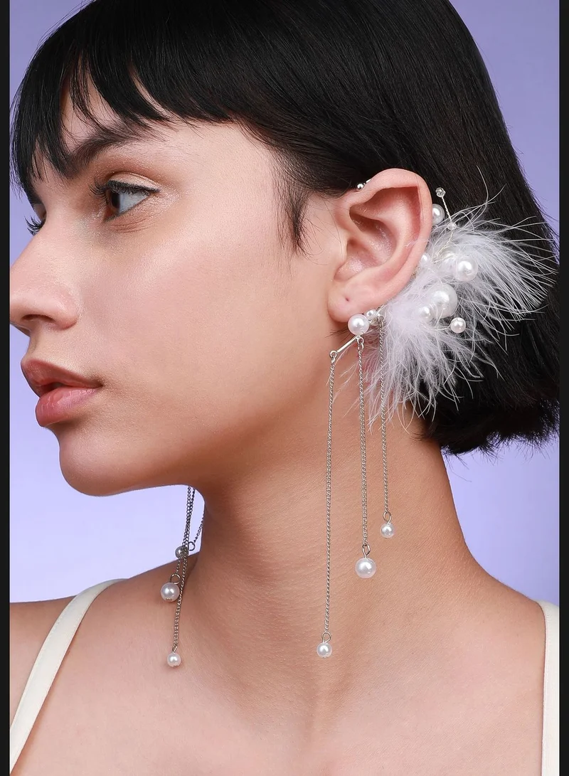 SOHI Silver Plated Pearls Western Wear Ear Cuff For Women