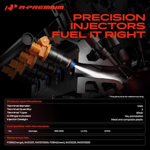 A-Premium APremium Fuel Injectors Set of 4 Compatible with Kia Sportage 19952002 20L Replace 0K01D13260 0K01D13250 - Image 3