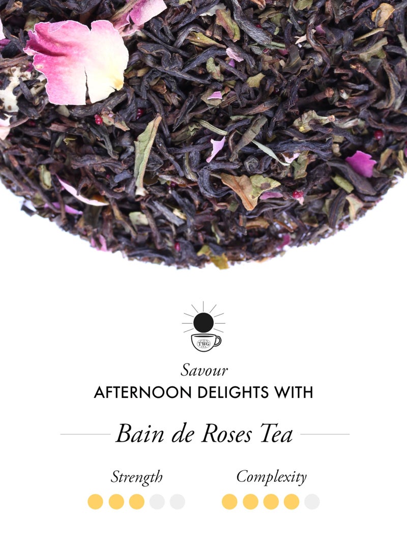 TWG Tea | Bain de Roses Tea | Black Tea | Rosebuds & Rose Petals | 15 Hand Sewn Cotton Teabags | Gift Set - Image 2