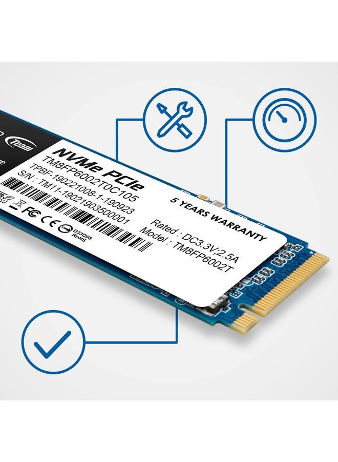 TeamGroup MP33 512GB SLC Cache 3D NAND TLC NVMe 1.3 PCIe Gen3x4 M.2 2280 Internal Solid State Drive SSD (Read/Write Speed up to 1,700/1,400 MB/s) Compatible with Laptop & PC Desktop TM8FP6512G0C101 - Image 2