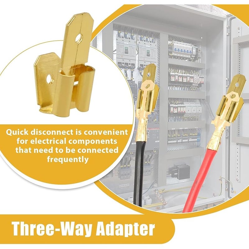 Aifeier ET 40pcs 3 Way Wire Adapter Connector, Dual Male to Single Female Brass gyback Spade Connector, Quick Disconnect Electrical Double Male to Female Adapter - Gold - Image 5