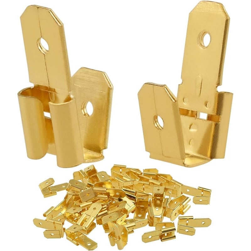 Aifeier ET 40pcs 3 Way Wire Adapter Connector, Dual Male to Single Female Brass gyback Spade Connector, Quick Disconnect Electrical Double Male to Female Adapter - Gold - Image 1