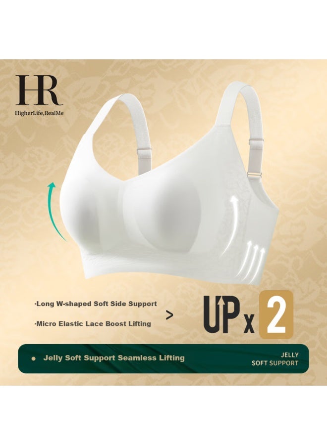 Hr Women's Rabbit Ear Cup Push-up Lace Bra, Milk Grey, Size L - Image 2