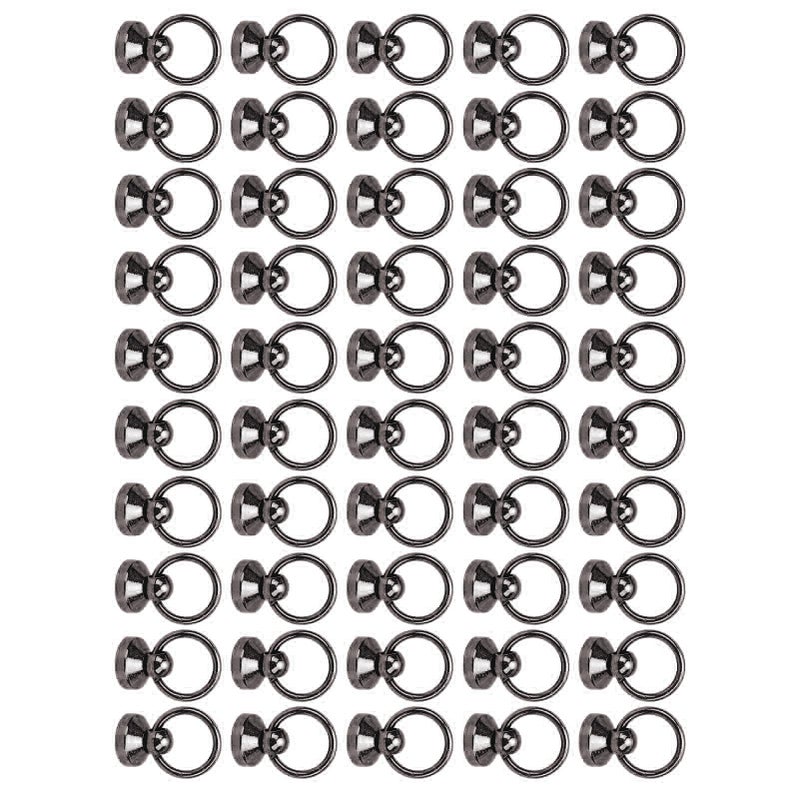 50 Sets Pull Ring Rivet 10x9mm Zinc Alloy Screwback Round Head Rivets with 5.5mm Iron Screws for Phone Case Belt Bag Silver Black - Image 4