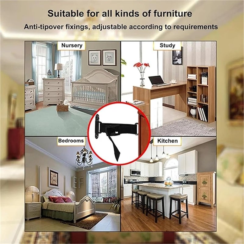 Heavy Duty Adjustable Furniture Wall Anchors Anti Tip Baby Proofing 8pcs - Image 4