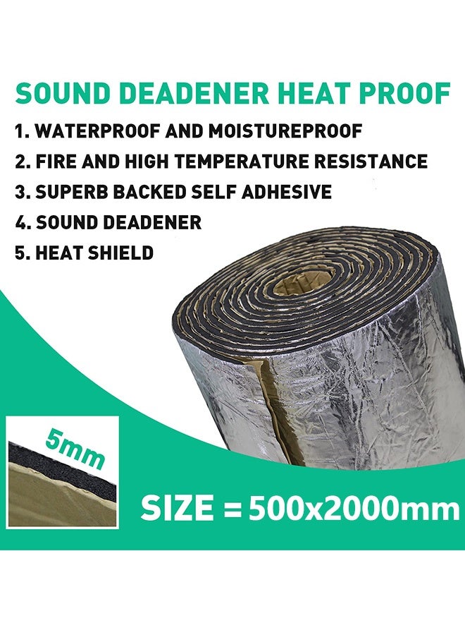Generic Car Heat Sound Deadening Insulation Mat, Automobile Sound Deadening & Heat Insulation Material for Auto Hood Engine Roof Door and Trunk,500 x 2000 mm, Aluminum Foil Finish  - Image 2