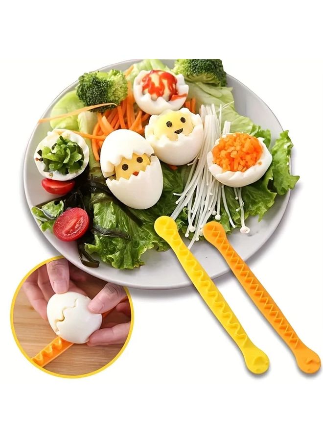 4pcs Orange Yellow Flower Shaped Egg Slicer For Boiled Eggs Breakfast Salad Decorating Tool - Image 4