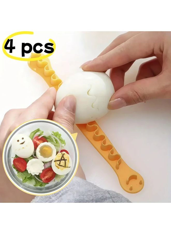 4pcs Orange Yellow Flower Shaped Egg Slicer For Boiled Eggs Breakfast Salad Decorating Tool - Image 1