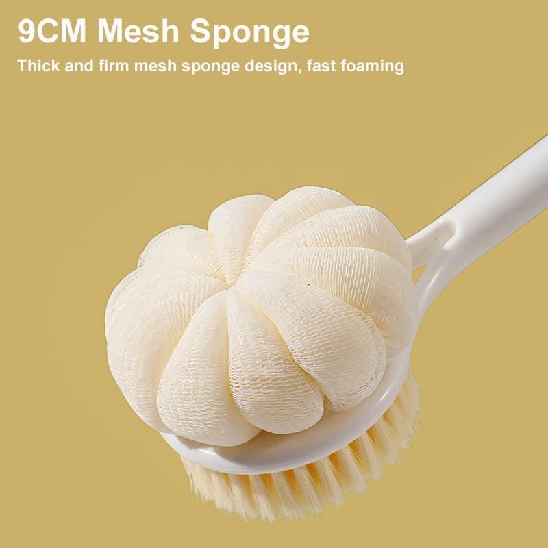 VISMII Body Back Scrubber Brush with Bristles and Loofah Shower Brush 2 In 1 Bath Body Cleaner Exfoliating Scrubbers Bath Massage Cleaning Brush With Long Handle Double Sided Bath Brush Pack Of 1 - Image 4