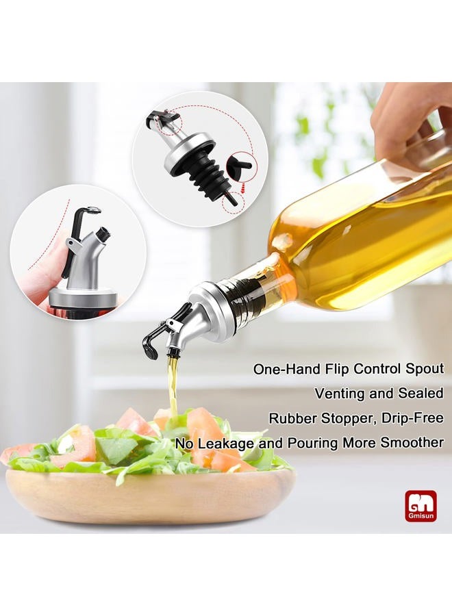 GMISUN Olive Oil Dispenser And Vinegar Bottle 3 Pack 17oz, For Kitchen, Glass Cooking Oil Container Cruet with Pourer Spout, Funnel And Labels, Clear - Image 3