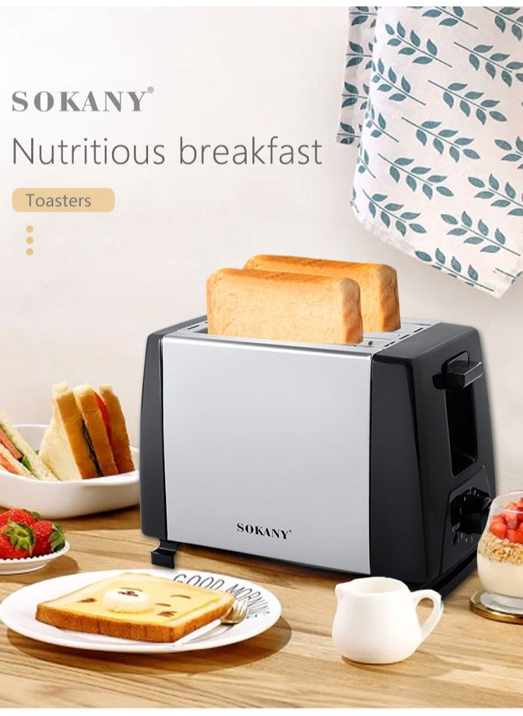 sokany - 2 Slice Bread Toaster - Adjustable 6 Browning Control 700W SK-016S Black - Image 1