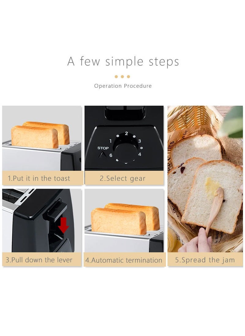 sokany - 2 Slice Bread Toaster - Adjustable 6 Browning Control 700W SK-016S Black - Image 1