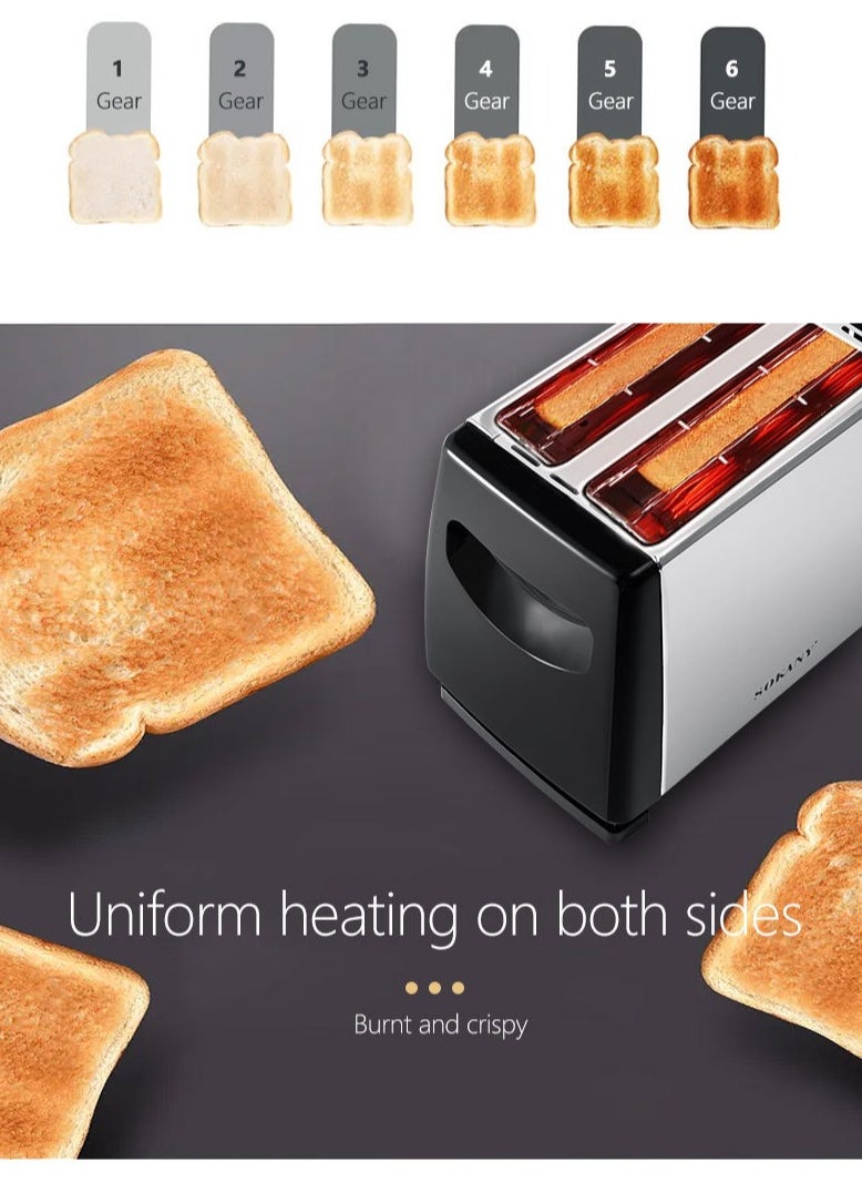 sokany - 2 Slice Bread Toaster - Adjustable 6 Browning Control 700W SK-016S Black - Image 1