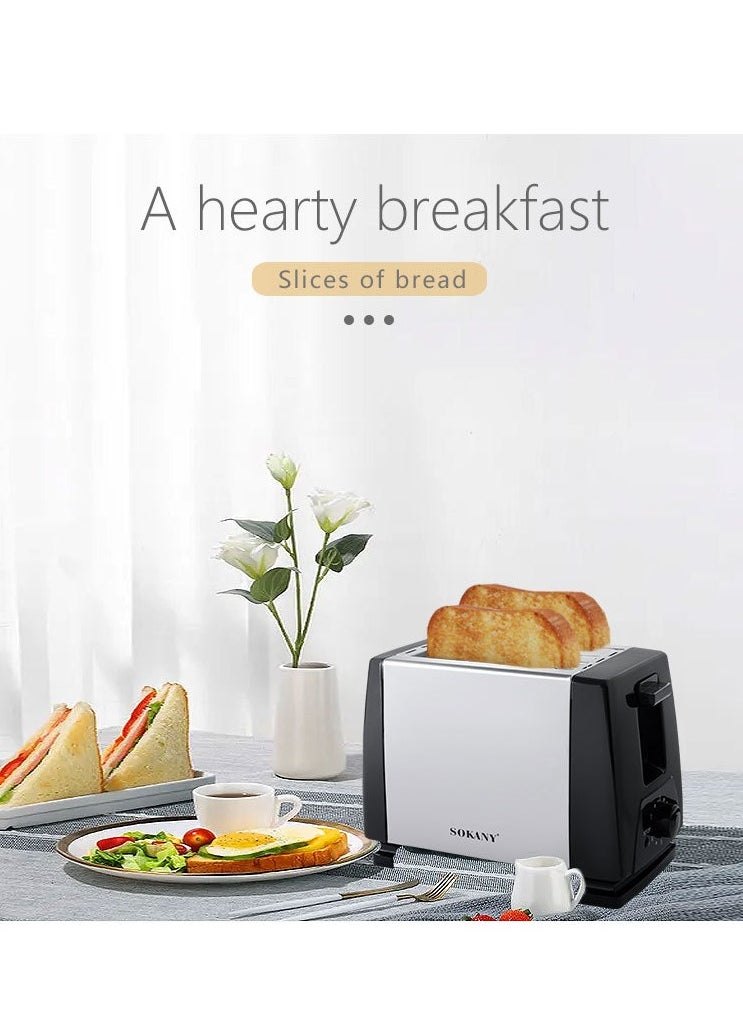 sokany - 2 Slice Bread Toaster - Adjustable 6 Browning Control 700W SK-016S Black - Image 1