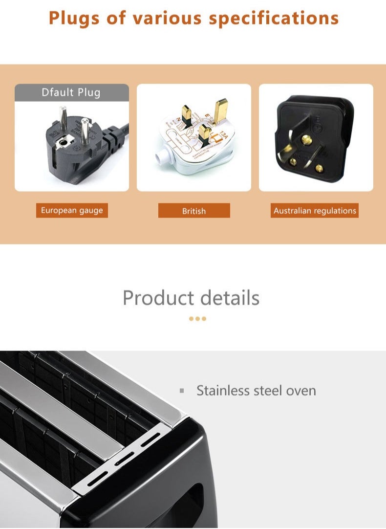 sokany - 2 Slice Bread Toaster - Adjustable 6 Browning Control 700W SK-016S Black - Image 1