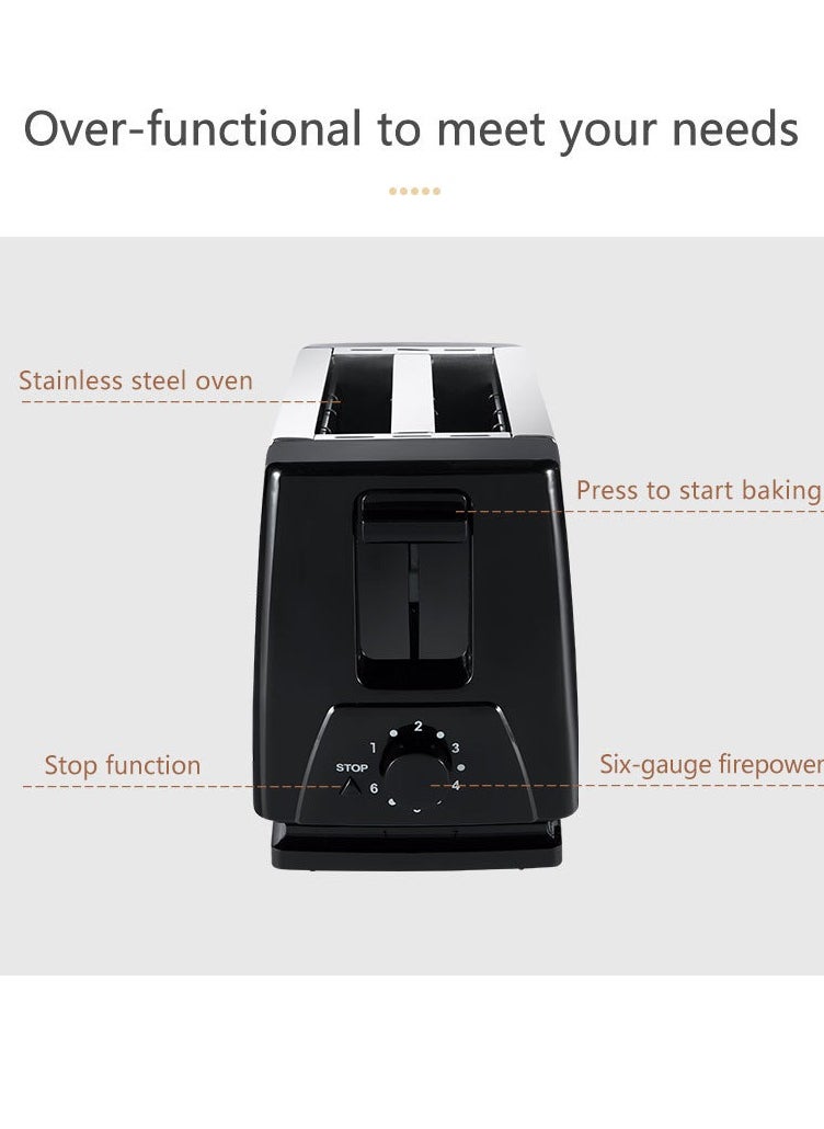 sokany - 2 Slice Bread Toaster - Adjustable 6 Browning Control 700W SK-016S Black - Image 1