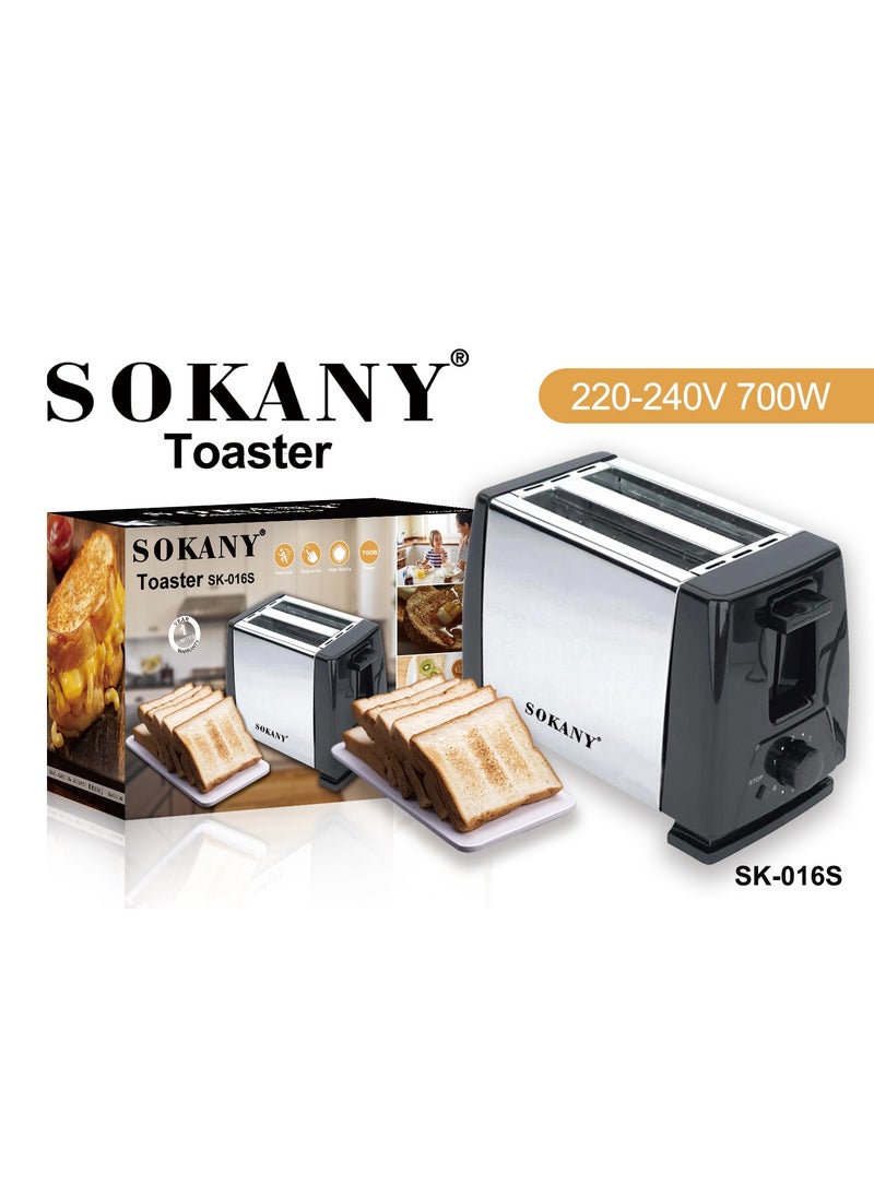 sokany - 2 Slice Bread Toaster - Adjustable 6 Browning Control 700W SK-016S Black - Image 1
