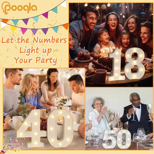 Pooqla Decorative Led Light Up Number Letters, White Plastic Marquee Number Lights Sign Party Wedding Decor Battery Operated Number (1) - Image 4