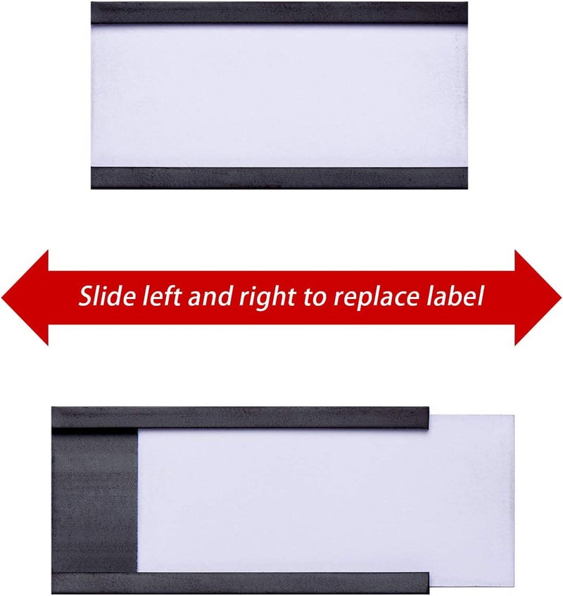EEOYU Magnetic Label Holders with Magnets Magnetic Data Card Holders with Clear Plastic Protectors for Metal Shelf, Whiteboard, Set of 50 (1 x 2 Inch) - Image 4