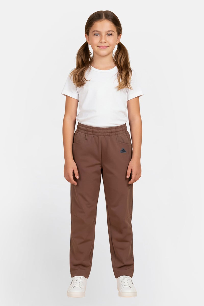 Adidas Kids Girl Brand Logo Outdoor Track Pants, Brown - Image 1
